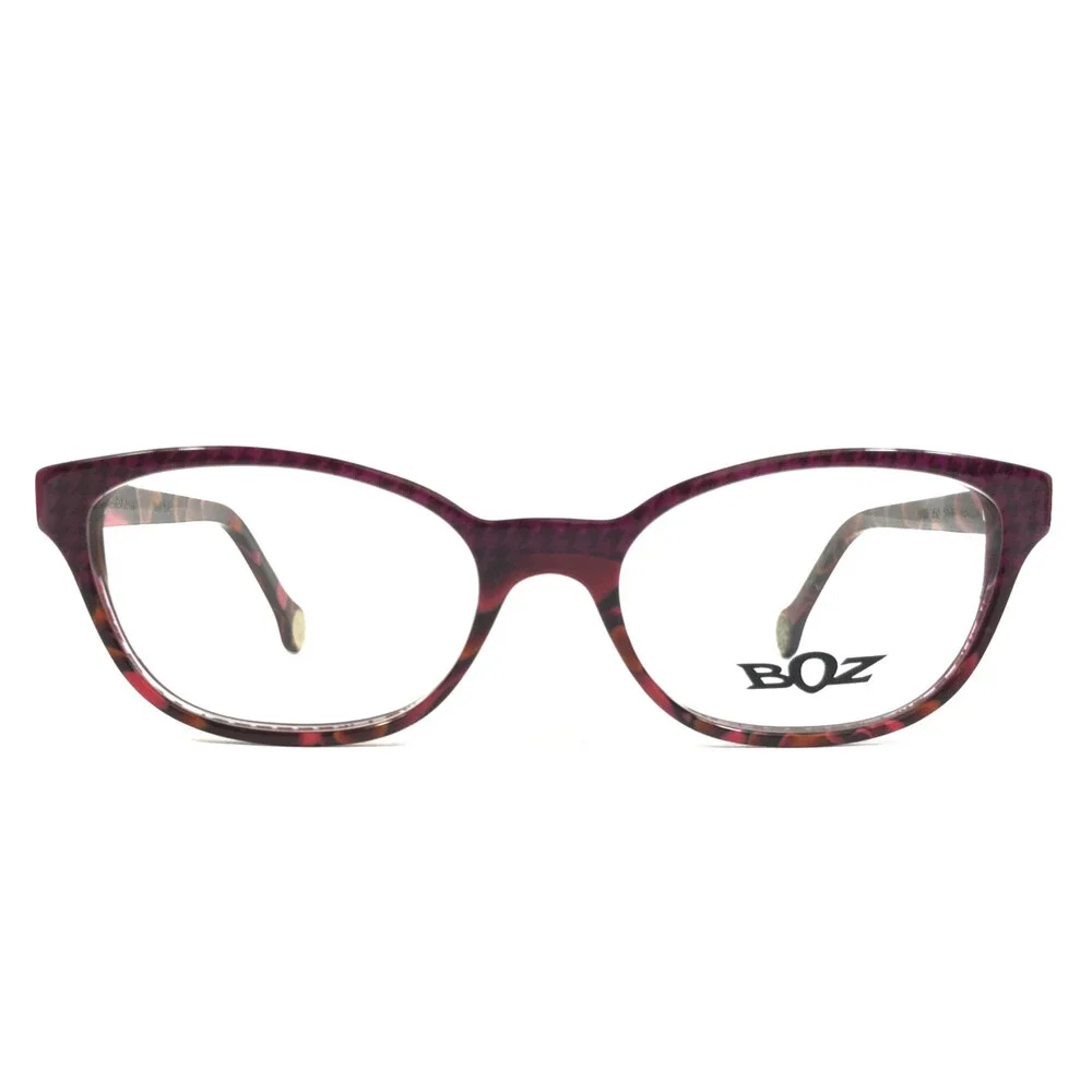 BOZ Eyeglasses Frames VANINA 8582 Pink Brown Purple Houndstooth 52-16-145